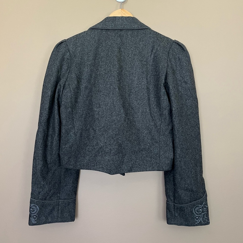 {Escada} Vintage Wool Cropped Embroidered Jacket in Grey - Picture 6 of 13